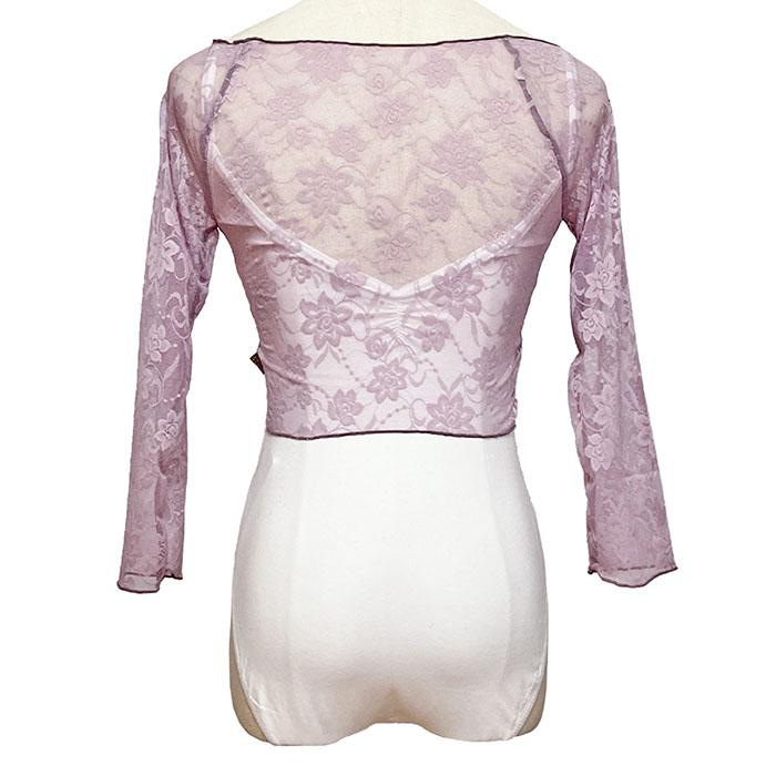 専用バレエトップス バレエ トップス 花柄レーストップス 7分袖 M2057 ジュニア