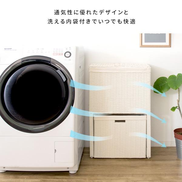 ラタンランドリーボックス 洗濯かご バスケット おしゃれ ラック 洗面所 グレー ブルー アイボリーダー クブラウン rb-500_8