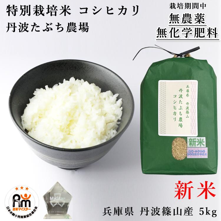 新米 米 お米 5kg 特別栽培米 コシヒカリ 丹波たぶち農場 栽培期間中