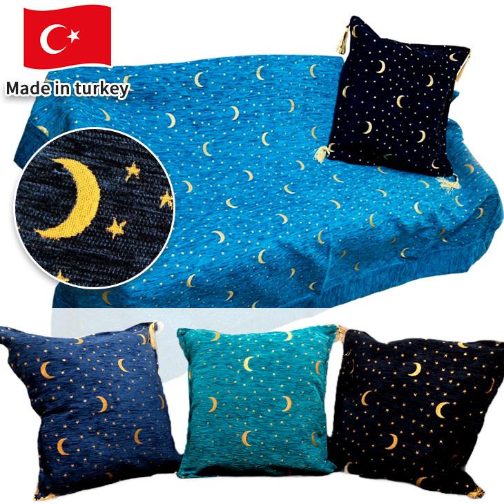 トルコ製 クッションカバー moon and star dark blue 月と星 トルコ製 クッションカバー moon and star dark blue 月と星