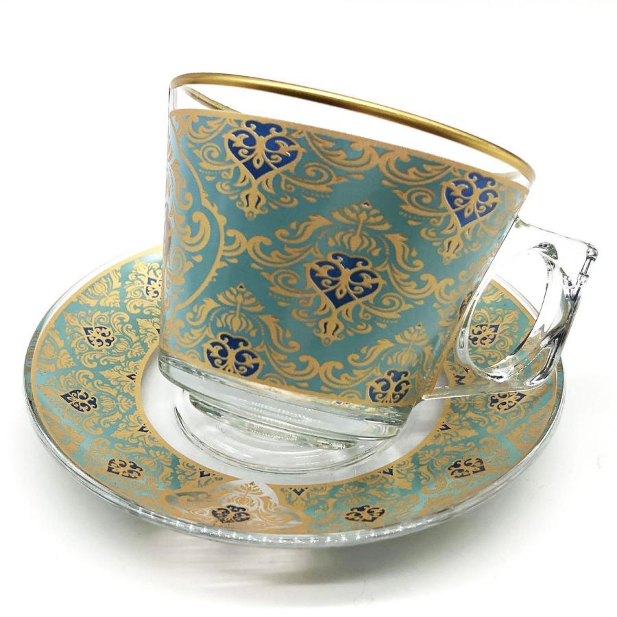 トルコ食器セット(専用出品) トルコ チャイ カップ ソーサー セット 耐熱ガラス B-09