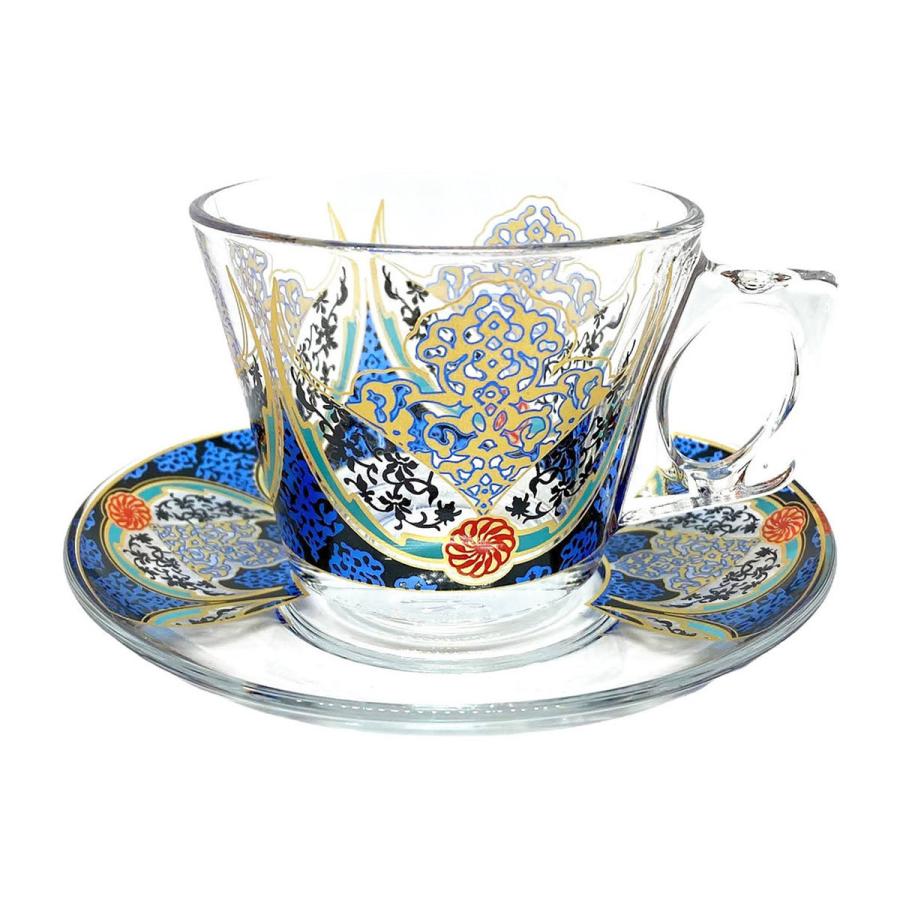 トルコ チャイ カップ ソーサー セット 耐熱ガラス A-30 おしゃれ トルココーヒー グラス トルコ製 ガラス 紅茶 コーヒー 来客用 人気｜ebarabo