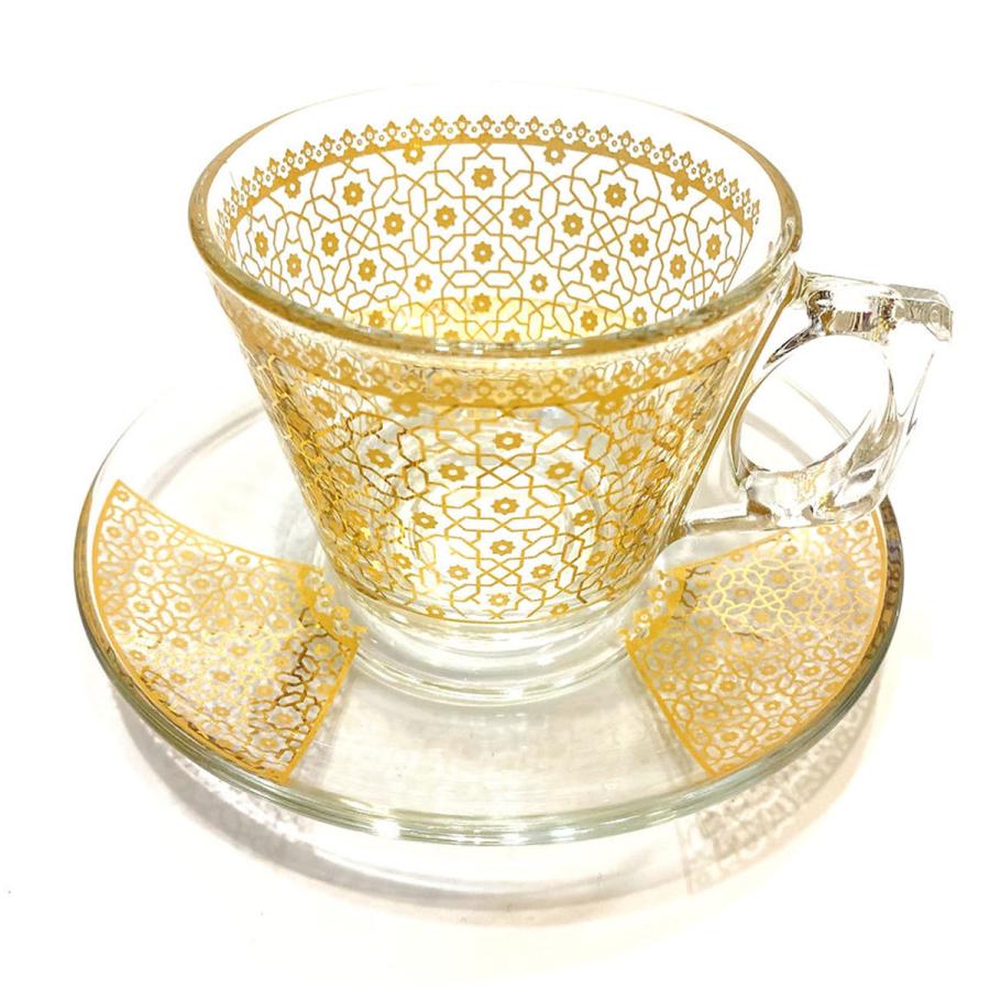 トルコ製 チャイカップ ソーサー セット 耐熱ガラス A-34B