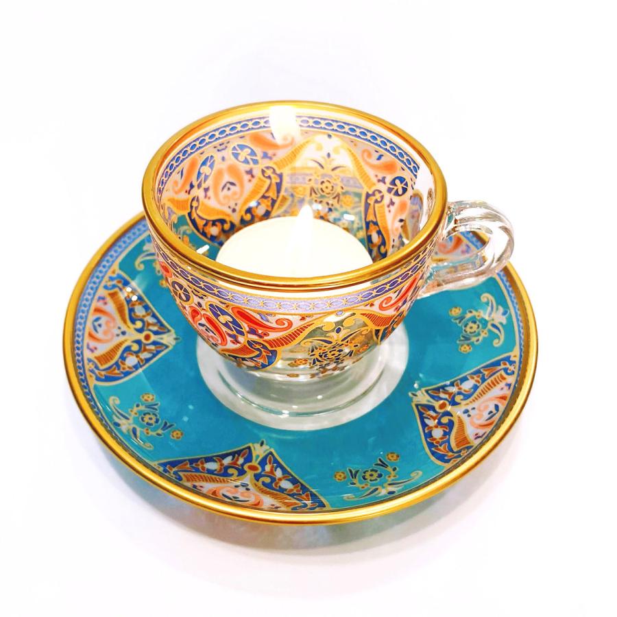 トルコ製 デミタスサイズカップ ソーサーセット 耐熱ガラス DT-07