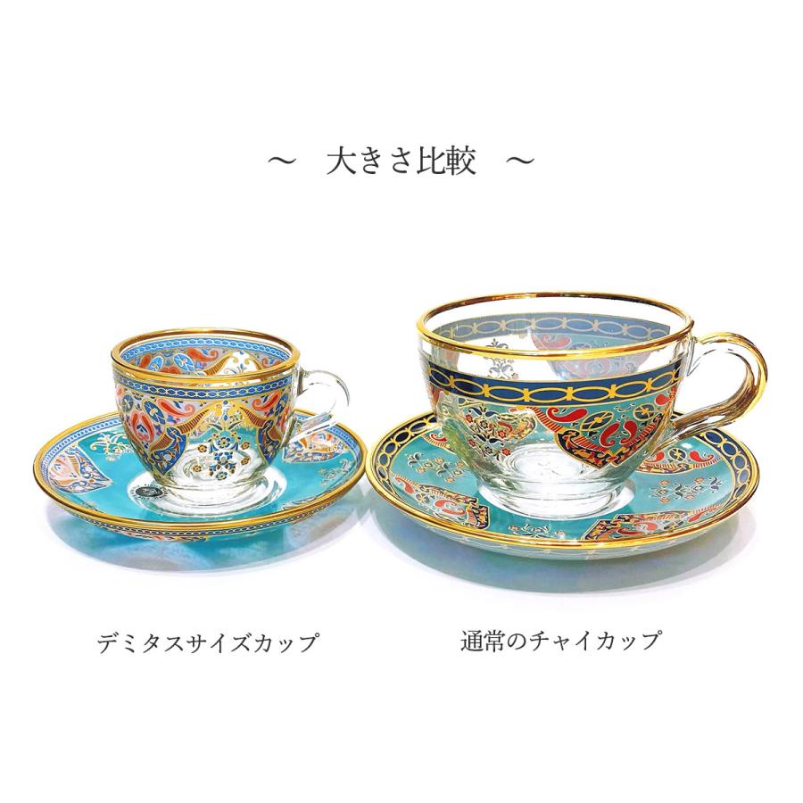 トルコのミニカップ トルコ製 デミタスサイズカップ ソーサーセット 耐熱ガラス DT-07