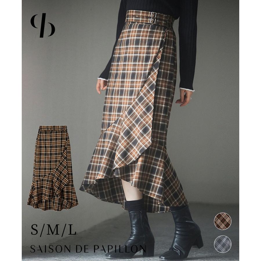 スカート レディース ボトムス ミモレ丈 チェック柄 ラップ風