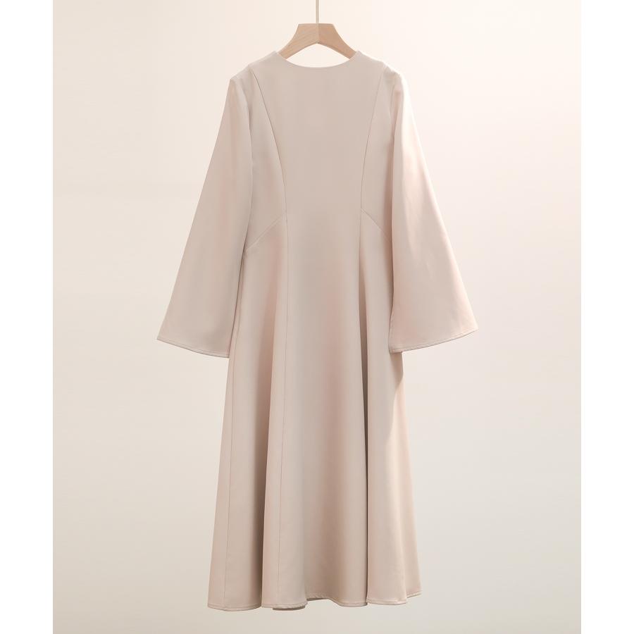 ワンピース レディース フレアワンピース 長袖 ミモレ丈 スリットスリーブ キーネック 細見え パール付き きれいめ エレガンス 大人 おしゃれ 高見 |  | 03