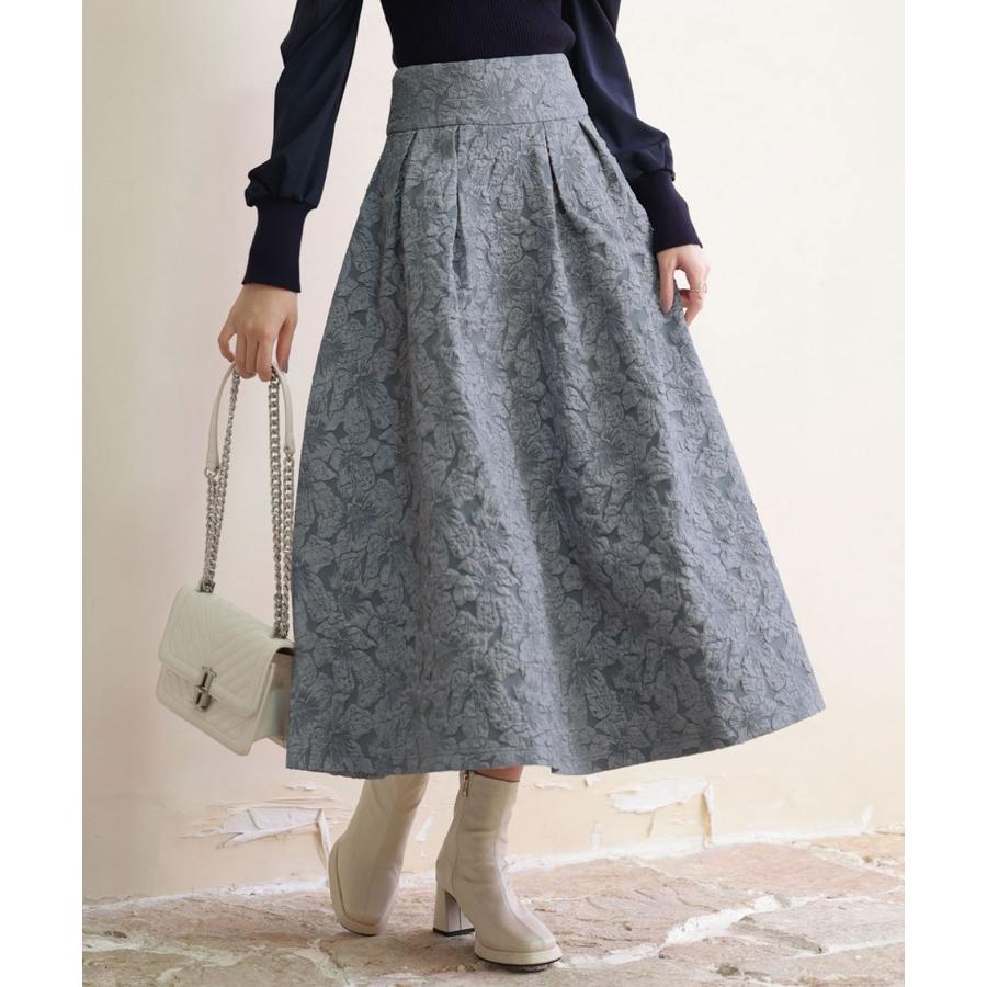 スカート レディース フレアスカート ミモレ丈 フクレジャガード