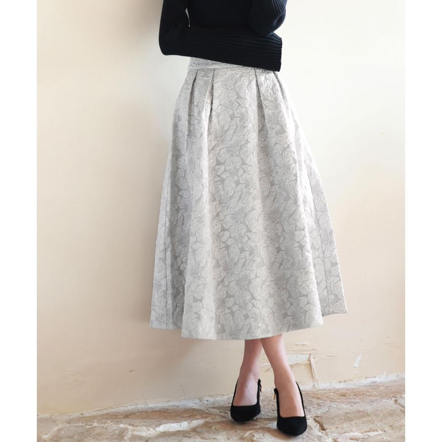 スカート レディース フレアスカート ミモレ丈 フクレジャガード