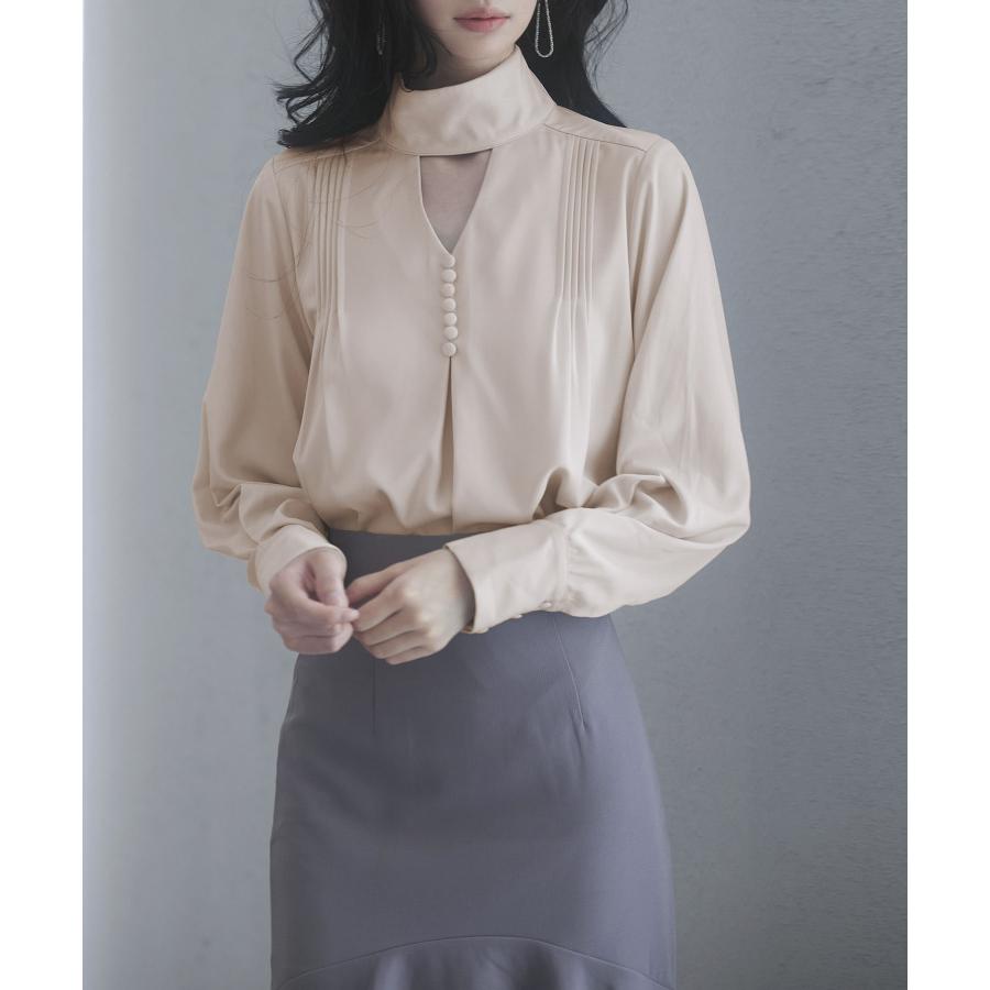ブラウス レディース 長袖 チョーカーネック ゆったり プリーツ 大人 とろみ素材 おしゃれ 可愛い きれいめ オフィス 女の子 秋 秋物 SAISO | 