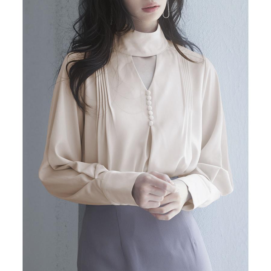 ブラウス レディース 長袖 チョーカーネック ゆったり プリーツ 大人 とろみ素材 おしゃれ 可愛い きれいめ オフィス 女の子 秋 秋物 SAISO |  | 03