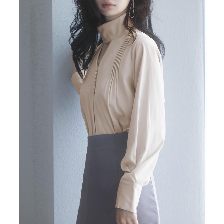 ブラウス レディース 長袖 チョーカーネック ゆったり プリーツ 大人 とろみ素材 おしゃれ 可愛い きれいめ オフィス 女の子 秋 秋物 SAISO |  | 04