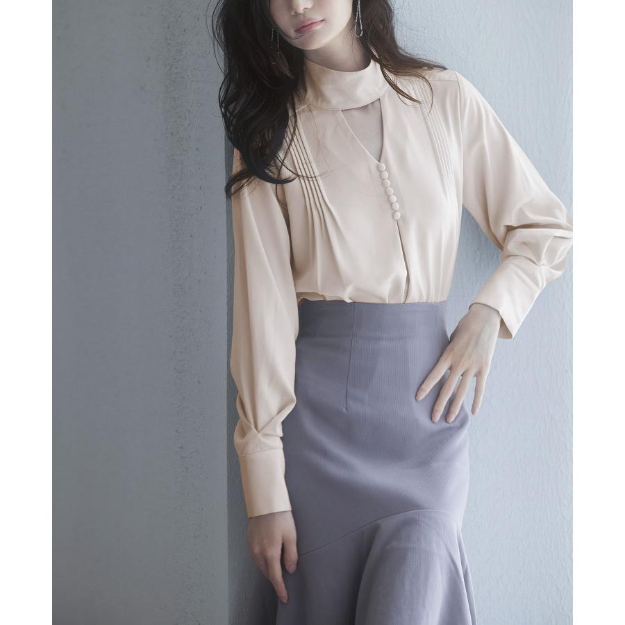 ブラウス レディース 長袖 チョーカーネック ゆったり プリーツ 大人 とろみ素材 おしゃれ 可愛い きれいめ オフィス 女の子 秋 秋物 SAISO |  | 05