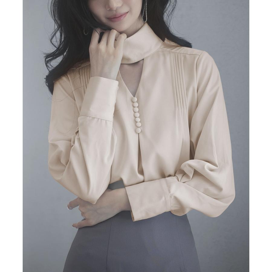 ブラウス レディース 長袖 チョーカーネック ゆったり プリーツ 大人 とろみ素材 おしゃれ 可愛い きれいめ オフィス 女の子 秋 秋物 SAISO |  | 07