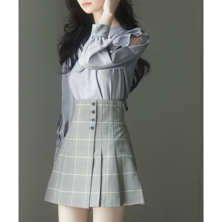 ブラウス レディース 長袖 クルーネック ゆったり ギャザー きれいめ リボン パールボタン ボタン開閉 とろみ素材 おしゃれ 可愛い オフィス |  | 11