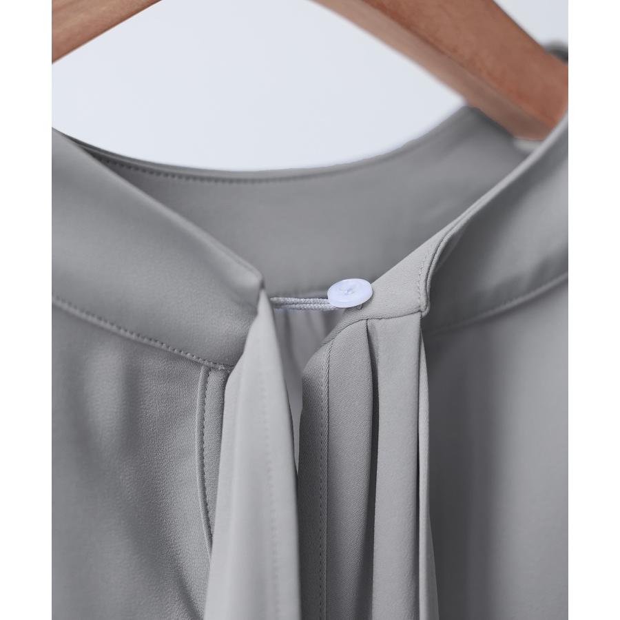 ブラウス レディース 長袖 クルーネック ゆったり ギャザー きれいめ リボン パールボタン ボタン開閉 とろみ素材 おしゃれ 可愛い オフィス |  | 19