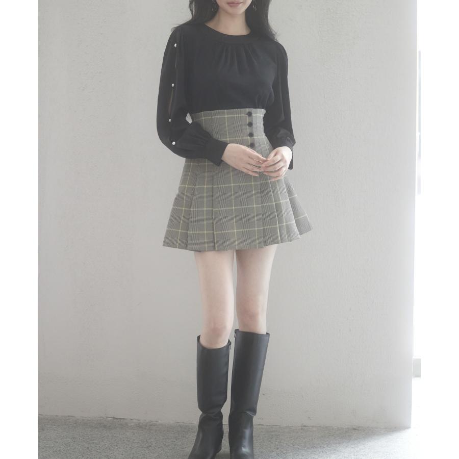 ブラウス レディース 長袖 クルーネック ゆったり ギャザー きれいめ リボン パールボタン ボタン開閉 とろみ素材 おしゃれ 可愛い オフィス |  | 07