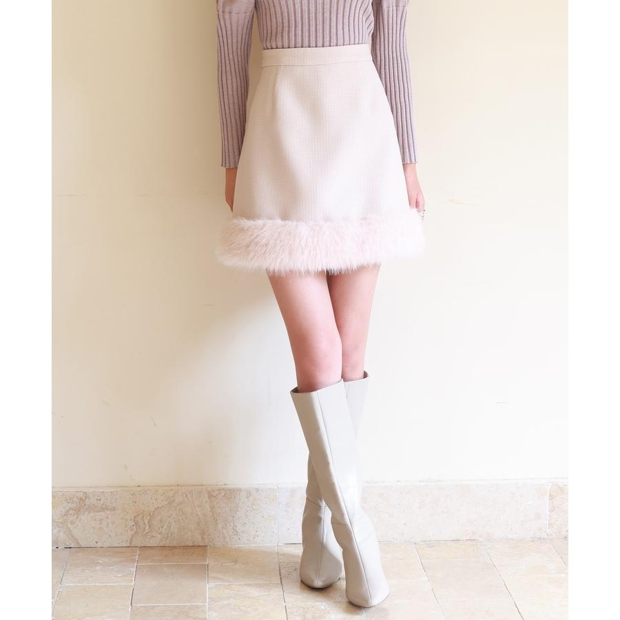 スカート レディース ボトムス ミニスカート ひざ上 ハイウエスト 脚長効果 裏地付き 美シルエット ファー付き 厚手 通学 カジュアル シンプル フ |  | 13