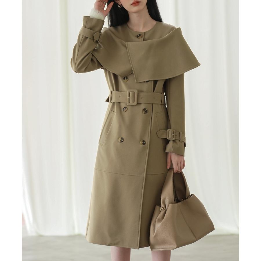 コート レディース トレンチコート ケープデザイン スタイルアップ ミモレ丈 ロング丈 裏地付き ポケット付き ウエストマークベルト 取り外し可能ベル |  | 11