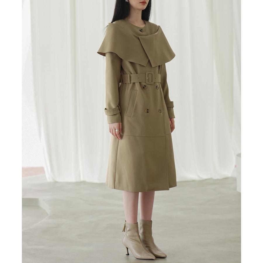 コート レディース トレンチコート ケープデザイン スタイルアップ ミモレ丈 ロング丈 裏地付き ポケット付き ウエストマークベルト 取り外し可能ベル |  | 09
