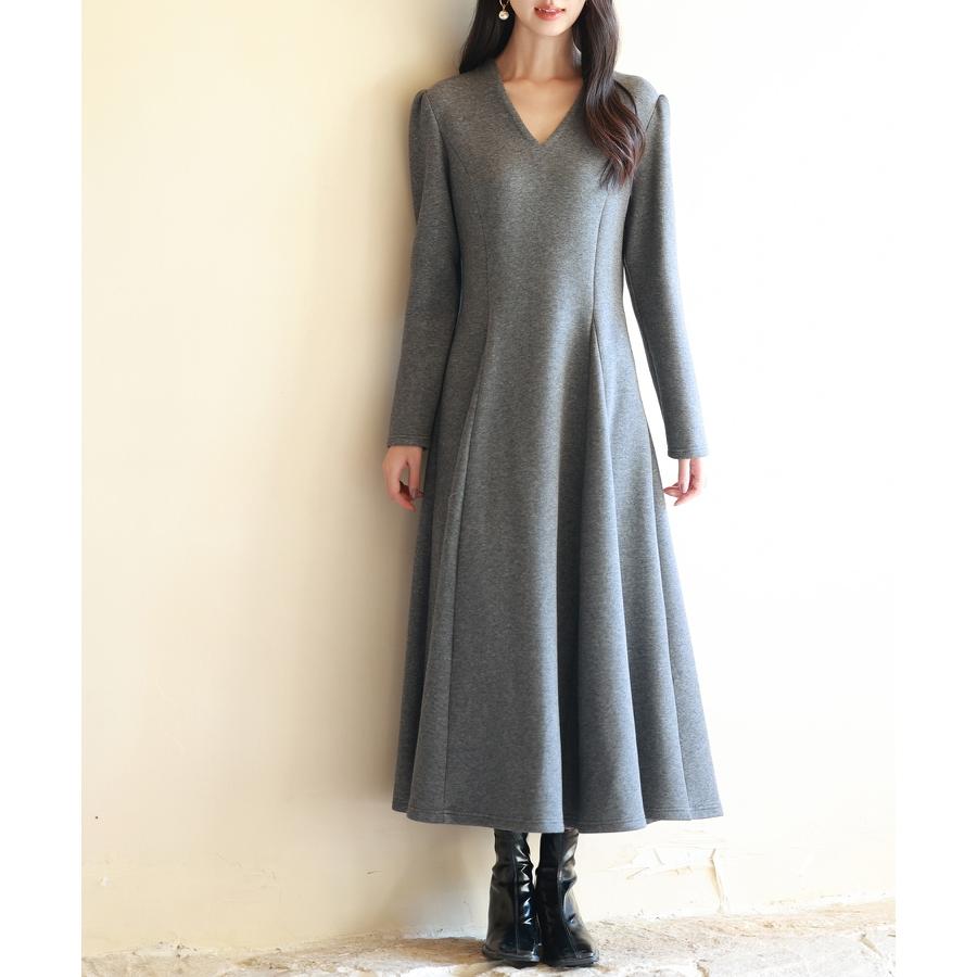 ワンピース レディース ゴアードワンピース Vネック ロング 膝下 フレアー ファスナー付き きれいめ フォーマル Aライン ウエスト絞り 長袖 大人 |  | 07