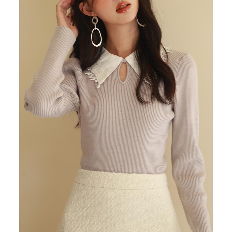 ニット トップス レディース プルオーバー リブニット ハイゲージ