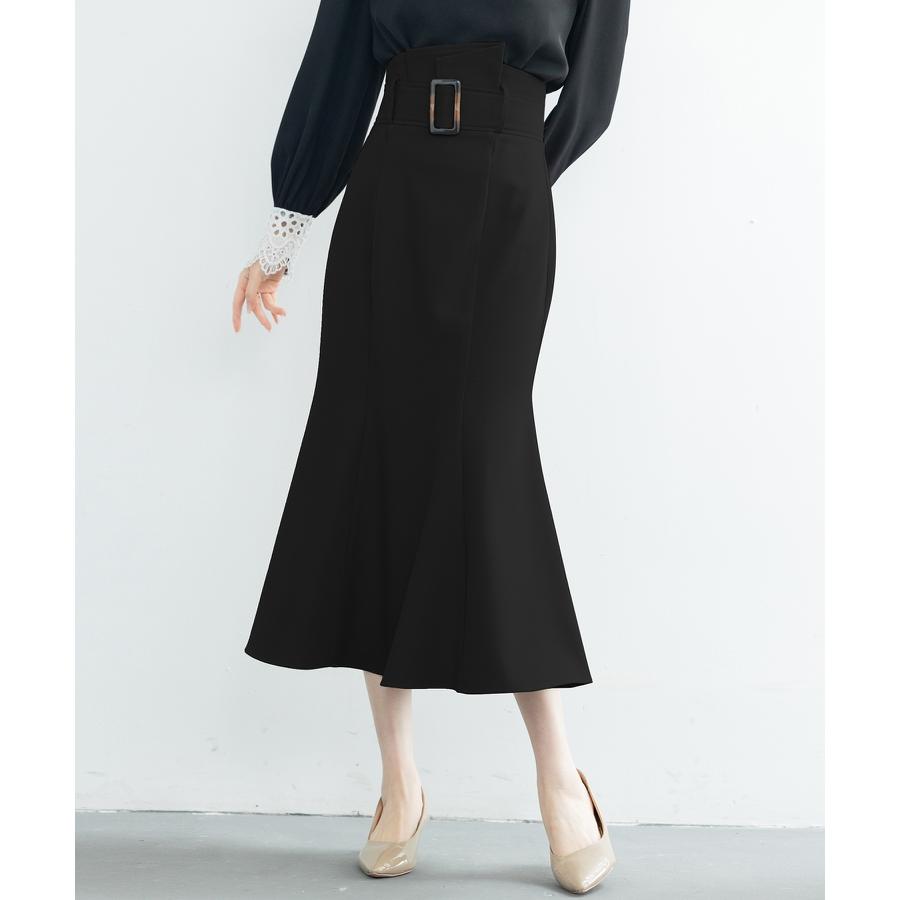 スカート レディース マーメイドスカート ハイウエスト ミモレ丈 飾りベルト バックル付きベルト フレア裾 バックウエストゴム バックファスナー 大人 |  | 11