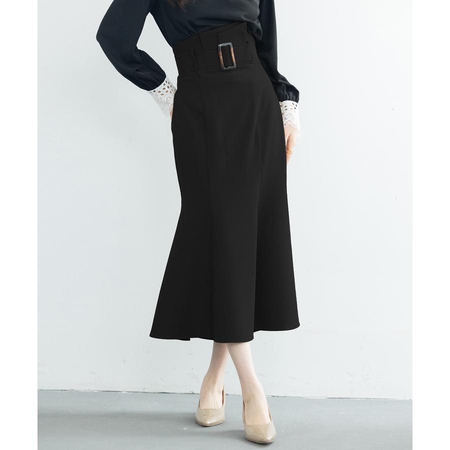 スカート レディース マーメイドスカート ハイウエスト ミモレ丈 飾りベルト バックル付きベルト フレア裾 バックウエストゴム バックファスナー 大人 |  | 12
