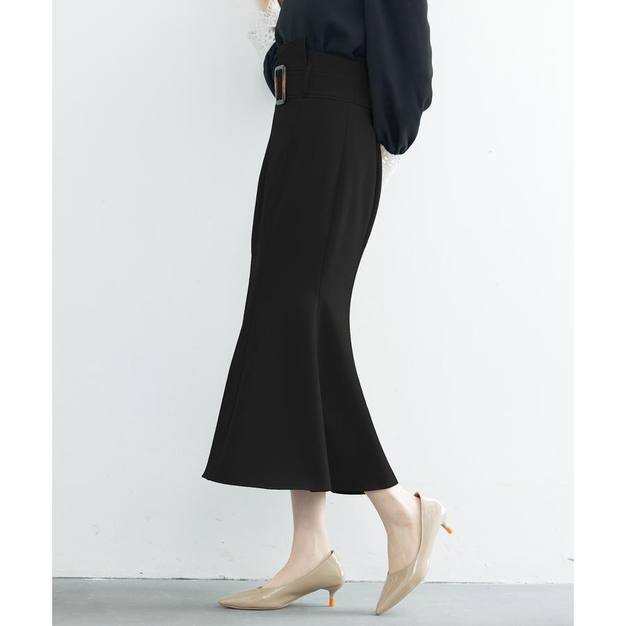 スカート レディース マーメイドスカート ハイウエスト ミモレ丈 飾りベルト バックル付きベルト フレア裾 バックウエストゴム バックファスナー 大人 |  | 13