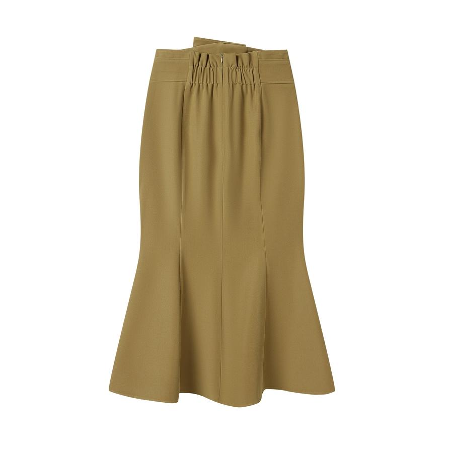 スカート レディース マーメイドスカート ハイウエスト ミモレ丈 飾りベルト バックル付きベルト フレア裾 バックウエストゴム バックファスナー 大人 |  | 03