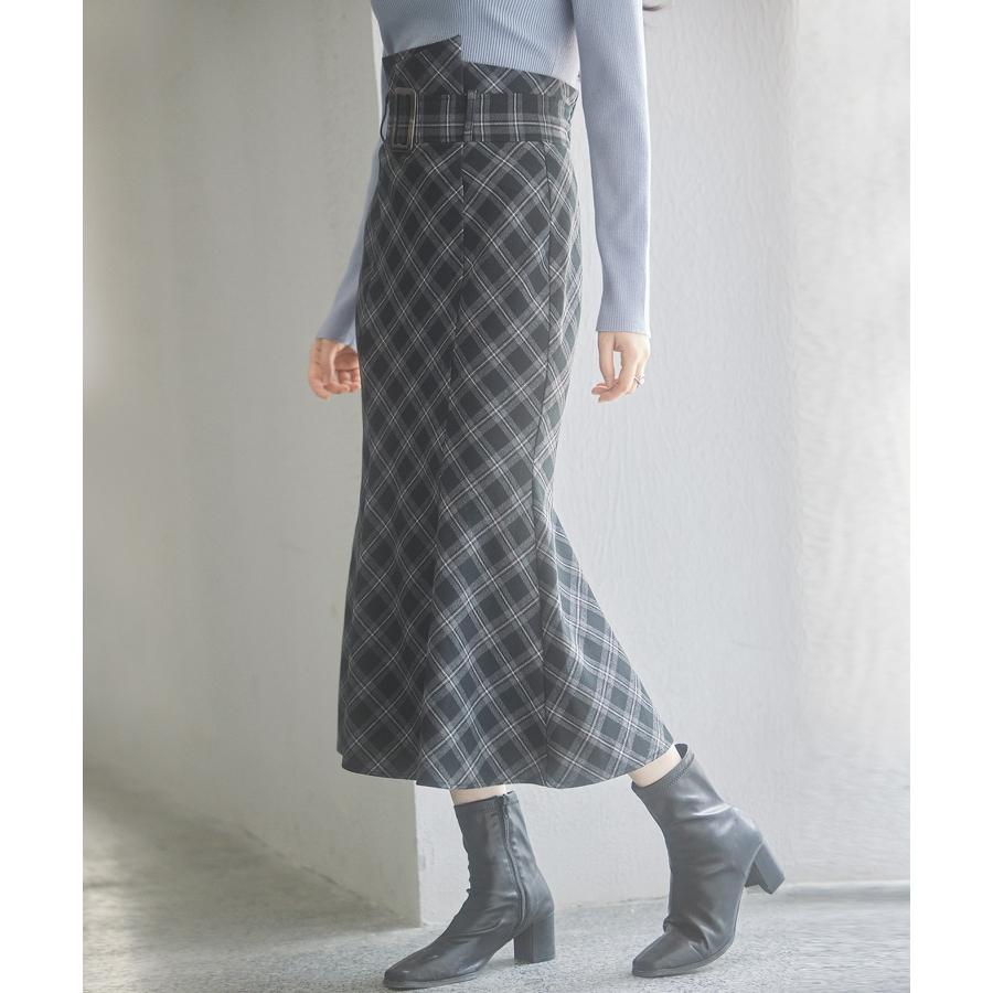 スカート ロングスカート タイトスカート チェック マーメイド