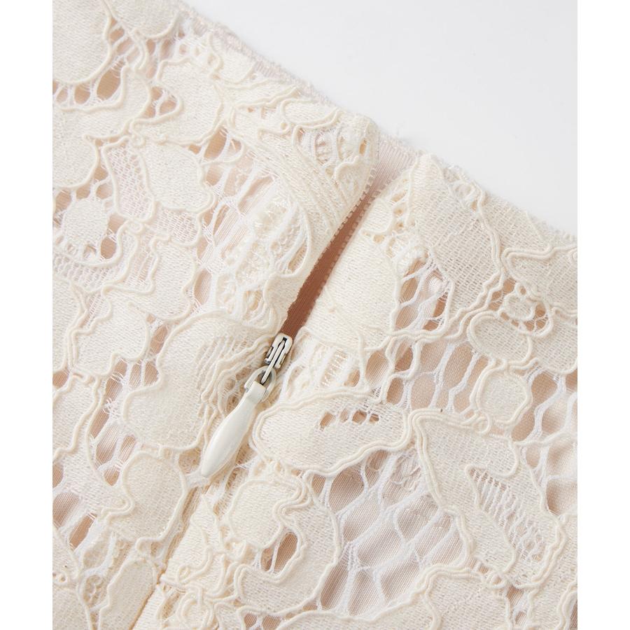 スカート レディース ボトムス ハイウエスト レース生地 マーメイドシルエット ミモレ丈 裏地付き  ファスナー付き 脚長効果 薄手 ウエストマーク |  | 18