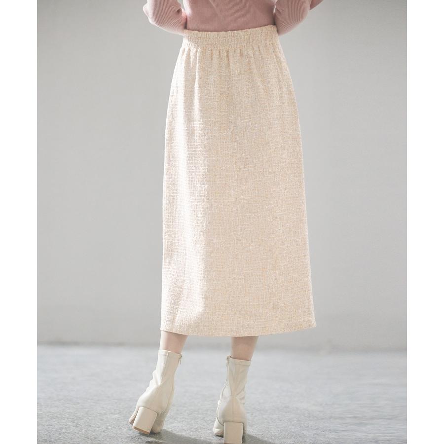 スカート レディース ボトムス ミモレ丈 タイトスカート ラメ入り ツイード生地 ハイウエスト バックゴム やや厚手 裏地あり 暖かい 通勤 通学 オ |  | 12