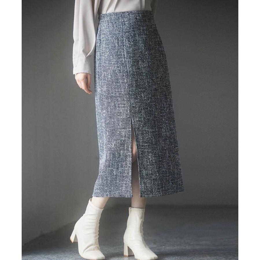 スカート レディース ボトムス ミモレ丈 タイトスカート ラメ入り ツイード生地 ハイウエスト バックゴム やや厚手 裏地あり 暖かい 通勤 通学 オ |  | 13