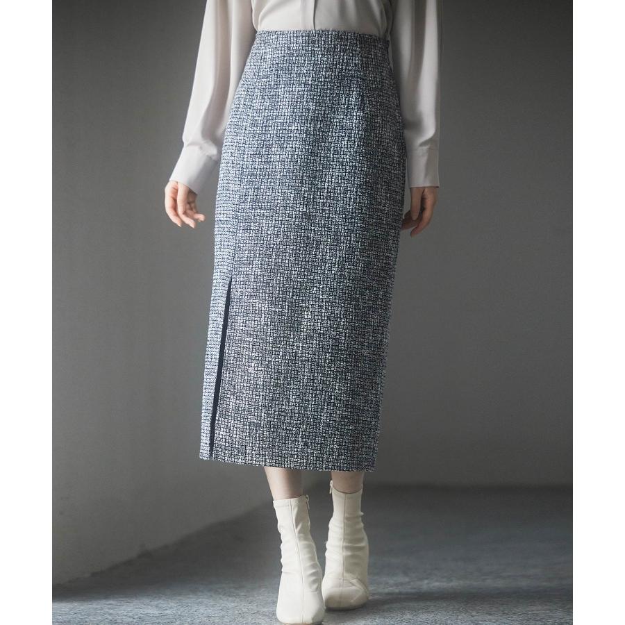 スカート レディース ボトムス ミモレ丈 タイトスカート ラメ入り ツイード生地 ハイウエスト バックゴム やや厚手 裏地あり 暖かい 通勤 通学 オ |  | 14