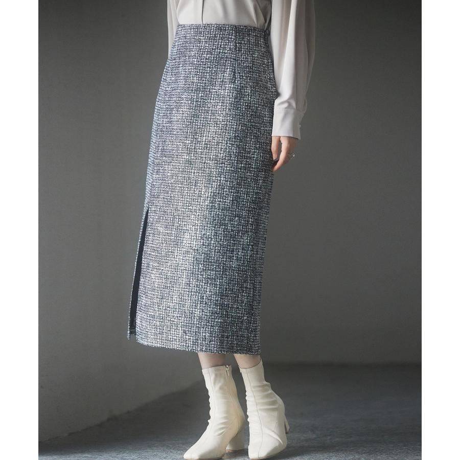 スカート レディース ボトムス ミモレ丈 タイトスカート ラメ入り ツイード生地 ハイウエスト バックゴム やや厚手 裏地あり 暖かい 通勤 通学 オ |  | 16