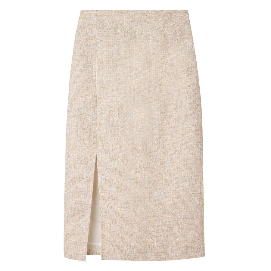 スカート レディース ボトムス ミモレ丈 タイトスカート ラメ入り ツイード生地 ハイウエスト バックゴム やや厚手 裏地あり 暖かい 通勤 通学 オ |  | 02