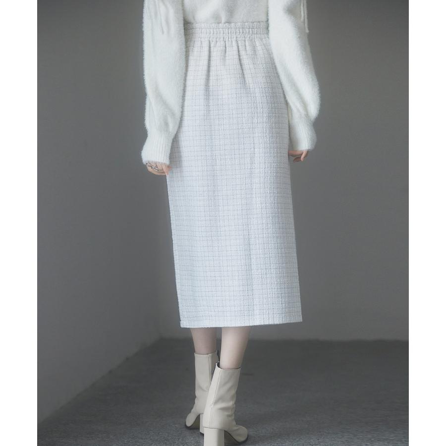 スカート レディース ボトムス ミモレ丈 タイトスカート ラメ入り ツイード生地 ハイウエスト バックゴム やや厚手 裏地あり 暖かい 通勤 通学 オ |  | 07