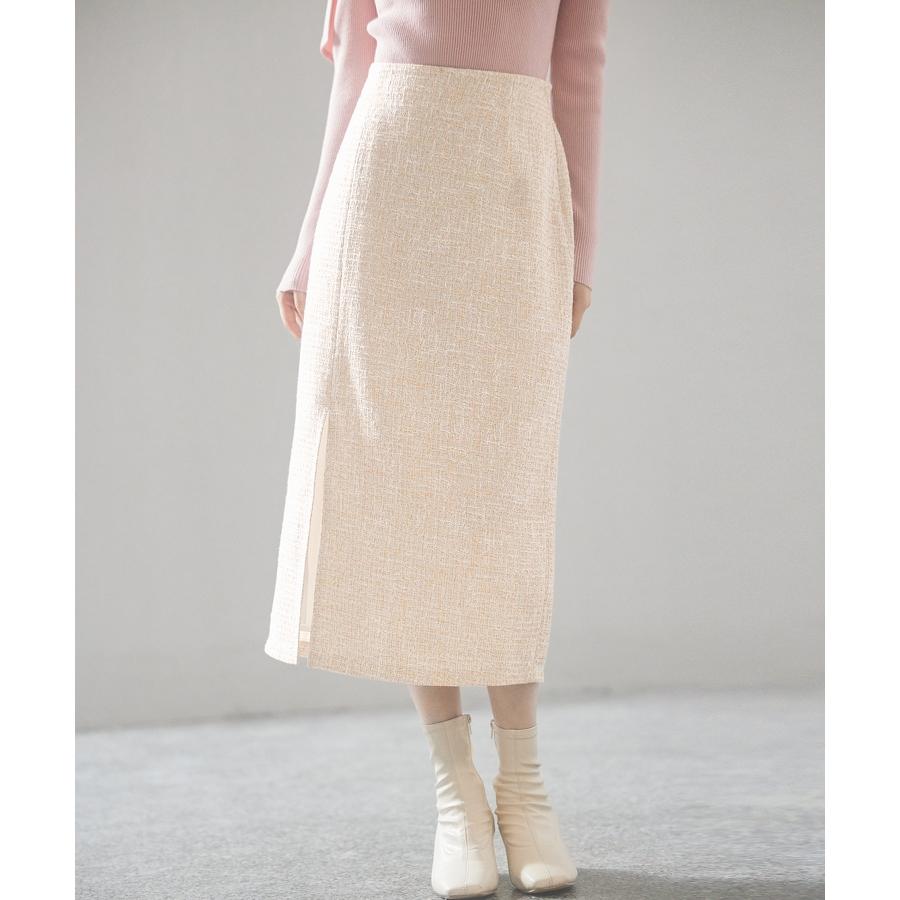 スカート レディース ボトムス ミモレ丈 タイトスカート ラメ入り ツイード生地 ハイウエスト バックゴム やや厚手 裏地あり 暖かい 通勤 通学 オ |  | 09