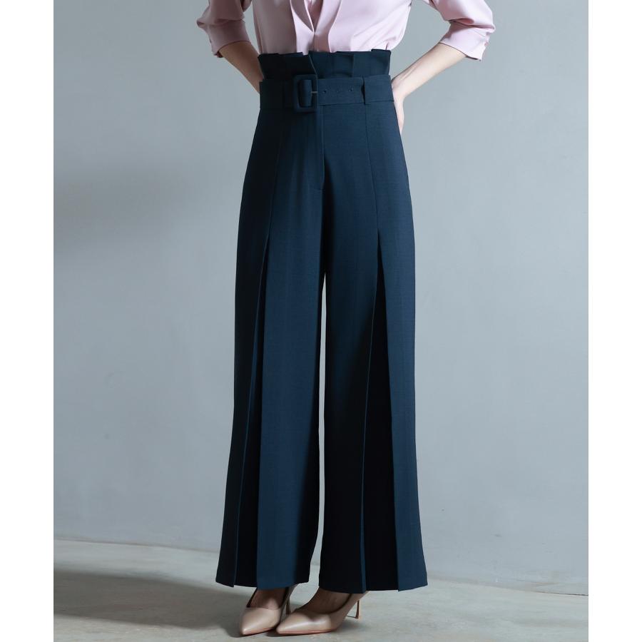 パンツ レディース ボトムス ワイドパンツ ロング丈 ワイドシルエット ロングパンツ ハイウエスト フロントタック ベルト付き ポケット付き きれいめ |  | 13