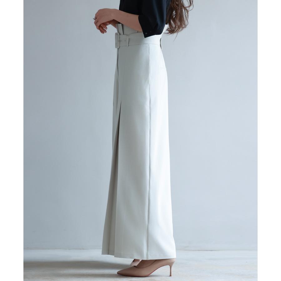 パンツ レディース ボトムス ワイドパンツ ロング丈 ワイドシルエット ロングパンツ ハイウエスト フロントタック ベルト付き ポケット付き きれいめ |  | 08