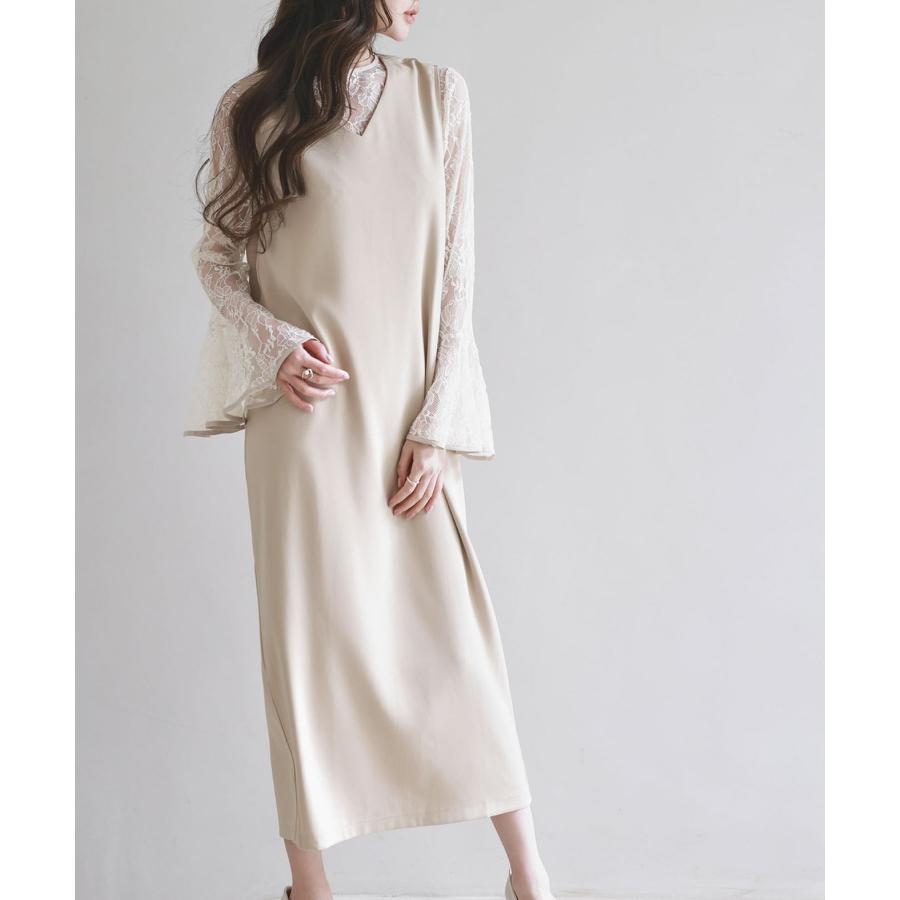 ワンピース ブラウス セットアップ 2点セット レディース レースブラウス ジャンパースカート ジャンスカ フレア袖 Vネックワンピース ミモレ丈 バ |  | 10