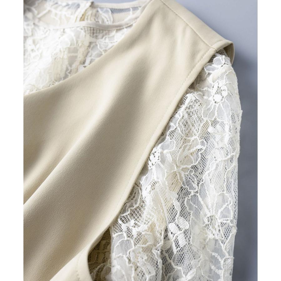 ワンピース ブラウス セットアップ 2点セット レディース レースブラウス ジャンパースカート ジャンスカ フレア袖 Vネックワンピース ミモレ丈 バ |  | 20