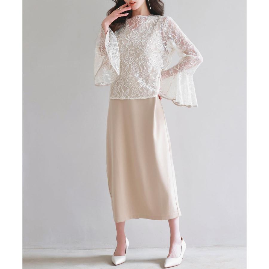 ワンピース ブラウス セットアップ 2点セット レディース レースブラウス ジャンパースカート ジャンスカ フレア袖 Vネックワンピース ミモレ丈 バ |  | 08