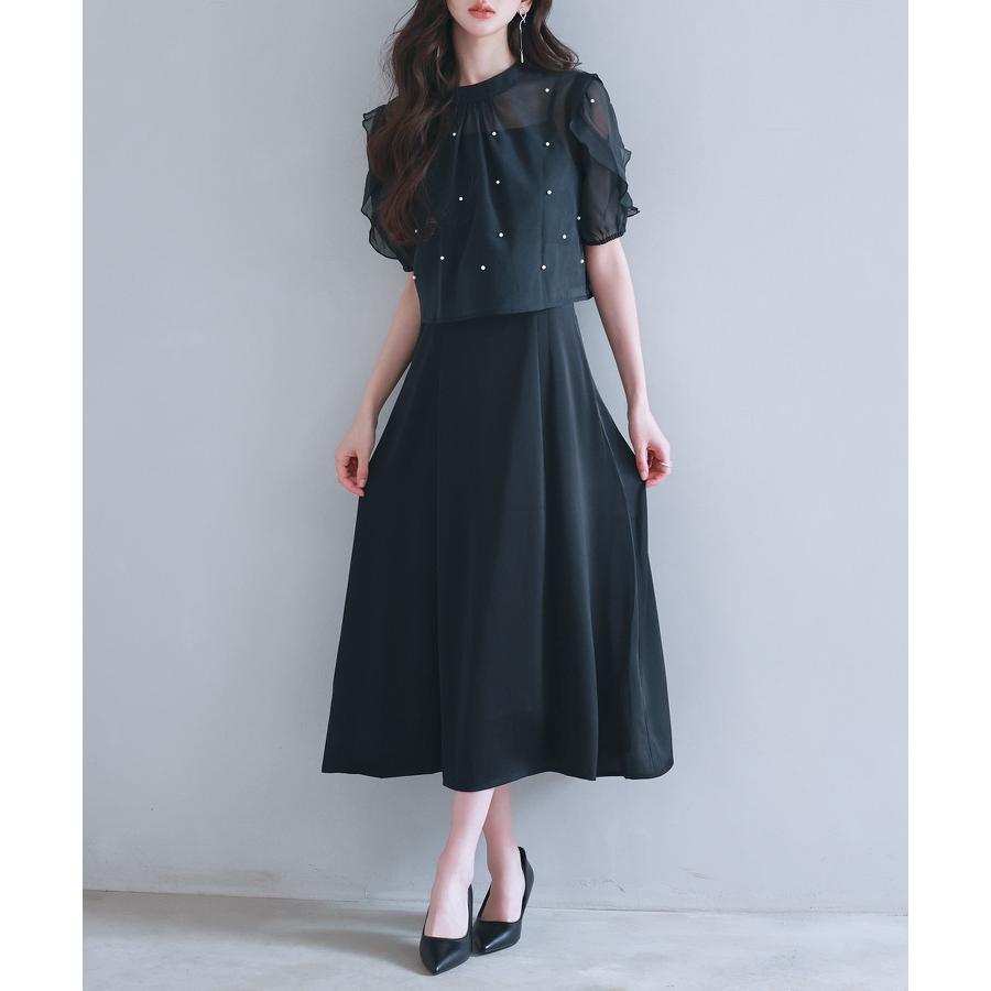 ワンピース レディース キャミワンピース ブラウス 2点セット 前後2way キャミワンピ サテン生地 オーガンジー素材 シアー ボウタイ リボン パ |  | 14