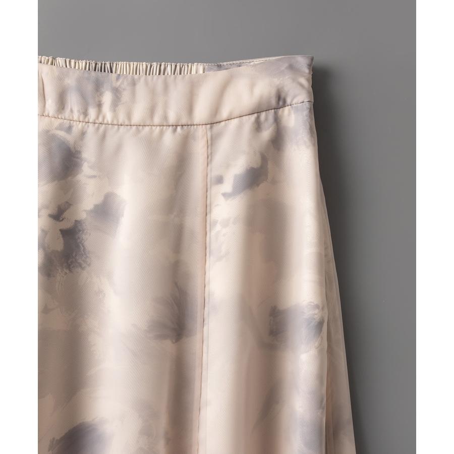 スカート レディース ボトムス ハイウエストスカート ミモレ丈 ハイウエスト ソフトオーガンジー 透け感 シアー感 サテンプリント 裏地付き バックゴ |  | 18