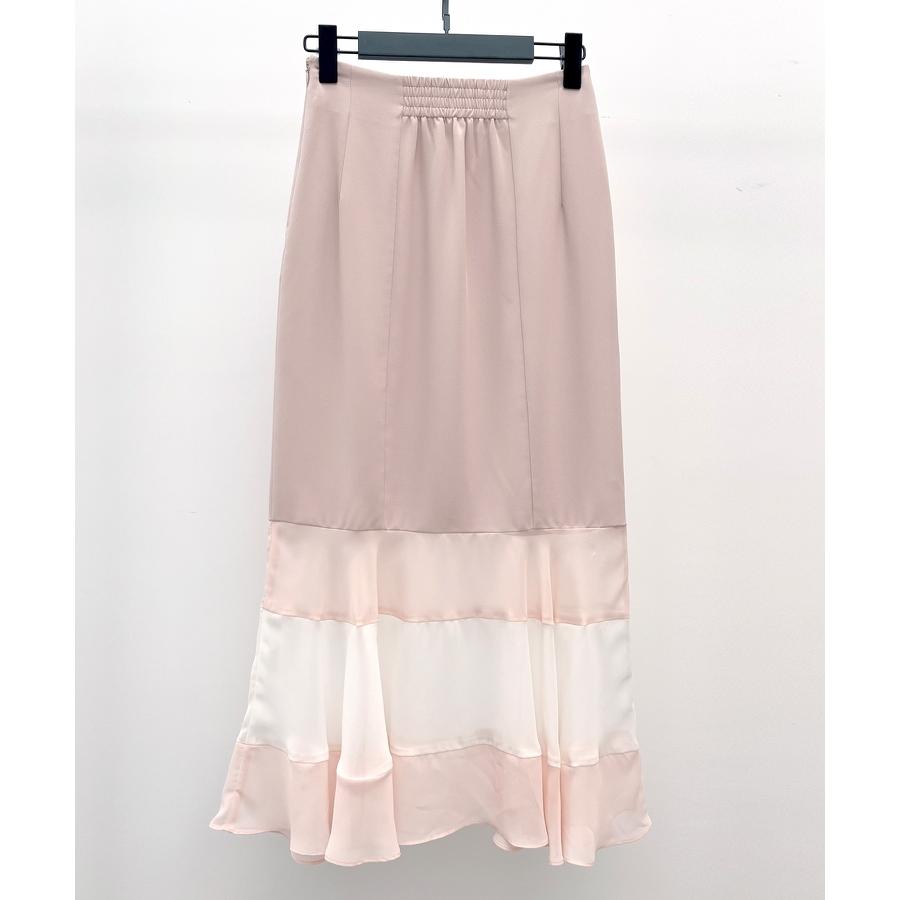 スカート レディース ボトムス ハイウエスト ロング丈 マーメイドシルエット タイトシルエット フィット感 裾配色 シフォン素材 透け感 シアー感 バ |  | 03