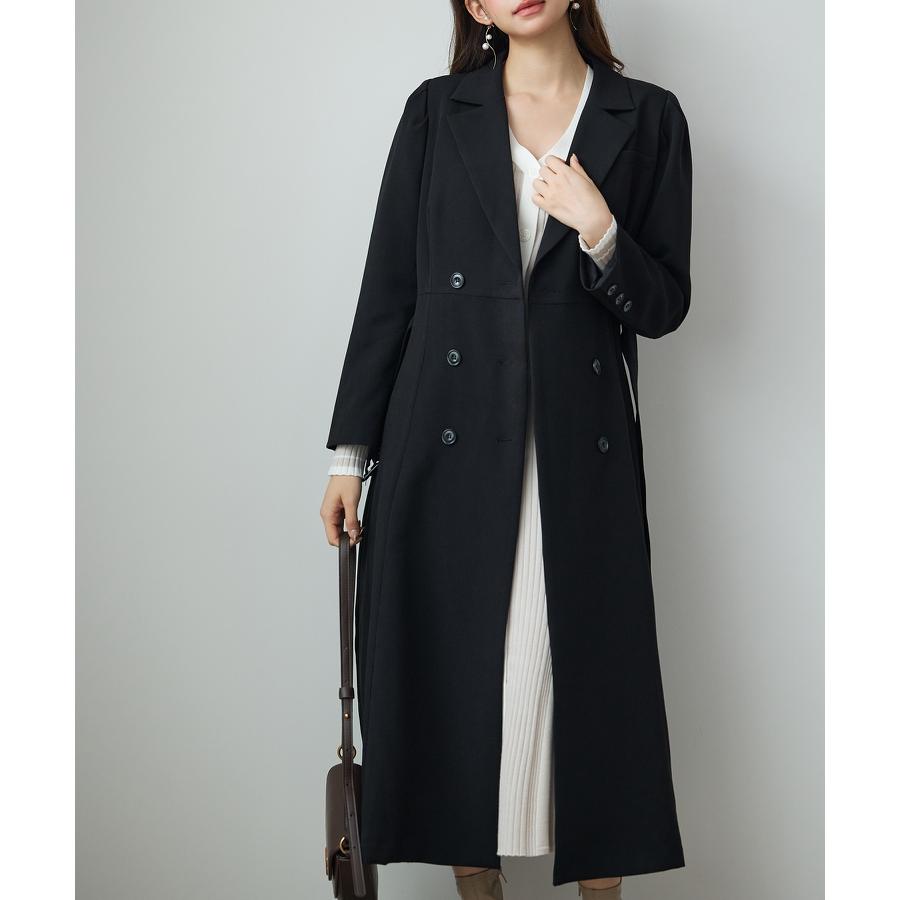 コート アウター レディース トレンチコート ロングコート ダブルブレスト テーラードカラー 共ベルト付き パワーショルダー タック入り 裏地付き バ |  | 16