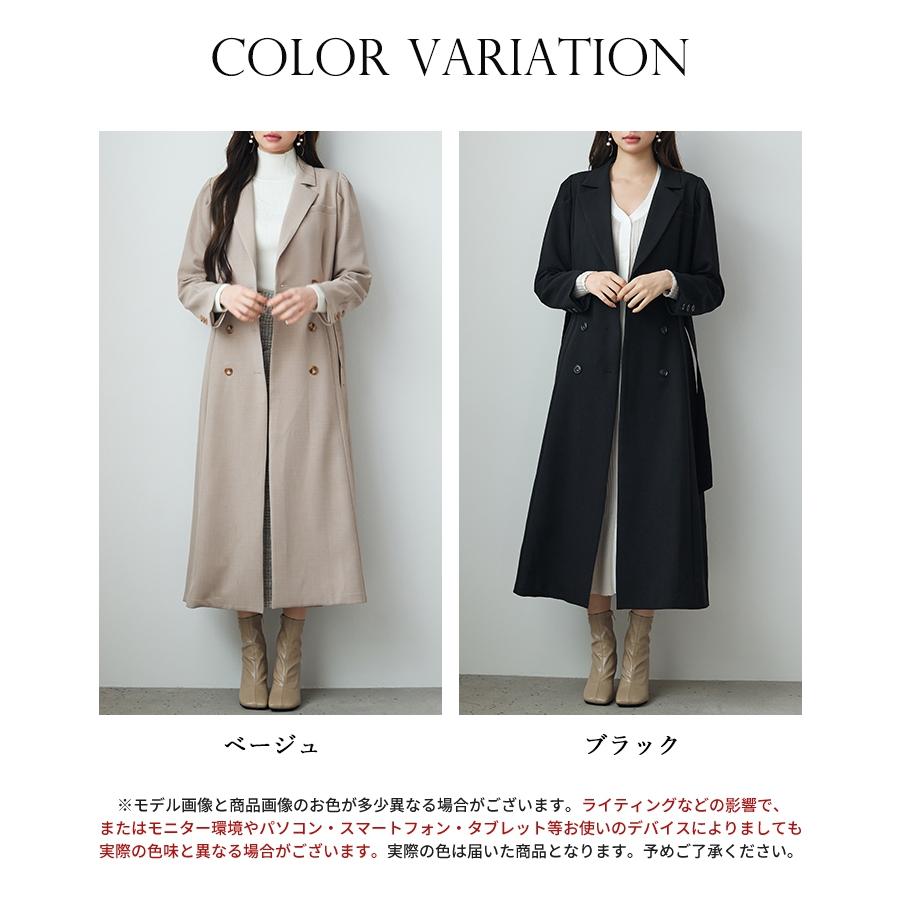 コート アウター レディース トレンチコート ロングコート ダブルブレスト テーラードカラー 共ベルト付き パワーショルダー タック入り 裏地付き バ |  | 01