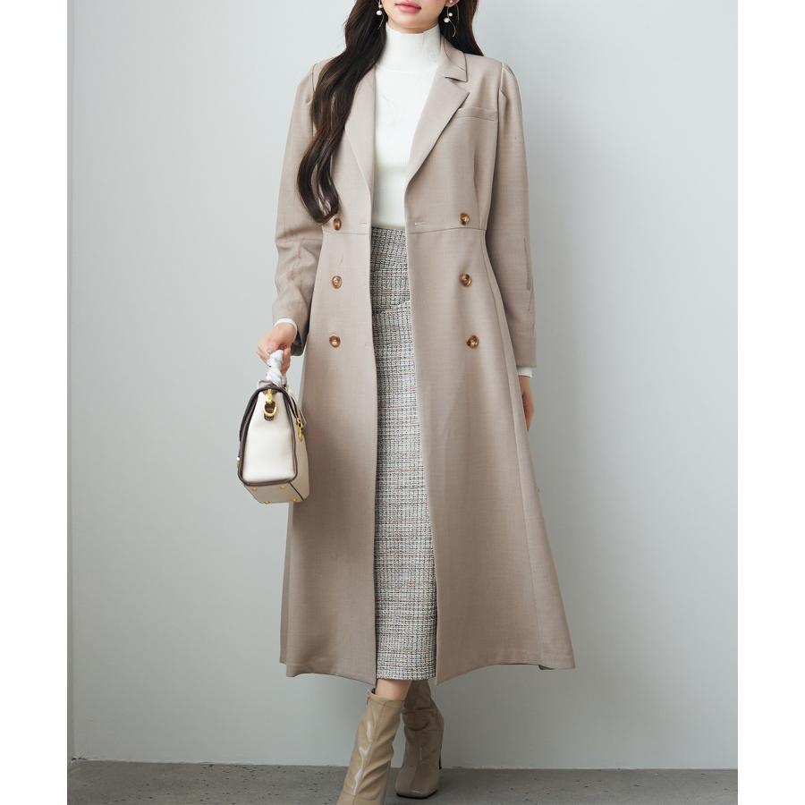 コート アウター レディース トレンチコート ロングコート ダブルブレスト テーラードカラー 共ベルト付き パワーショルダー タック入り 裏地付き バ |  | 04